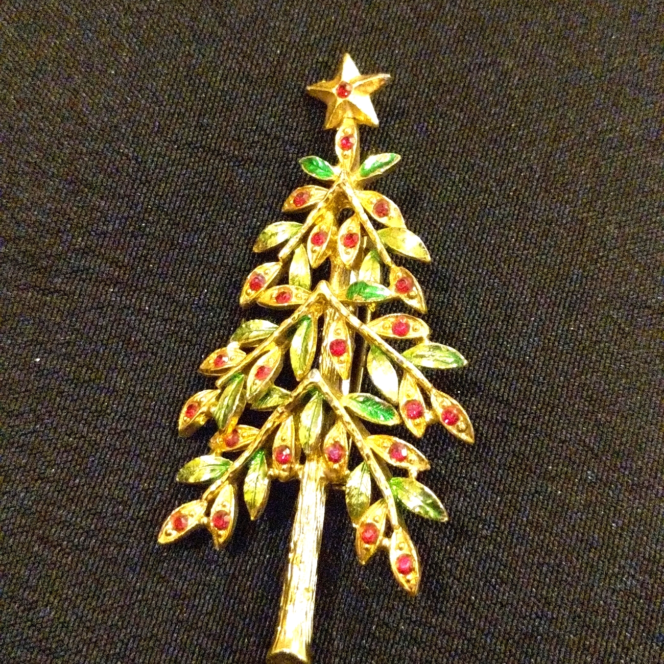 Vintage Mylu Enamel And Rhinestone Christmas Brooch